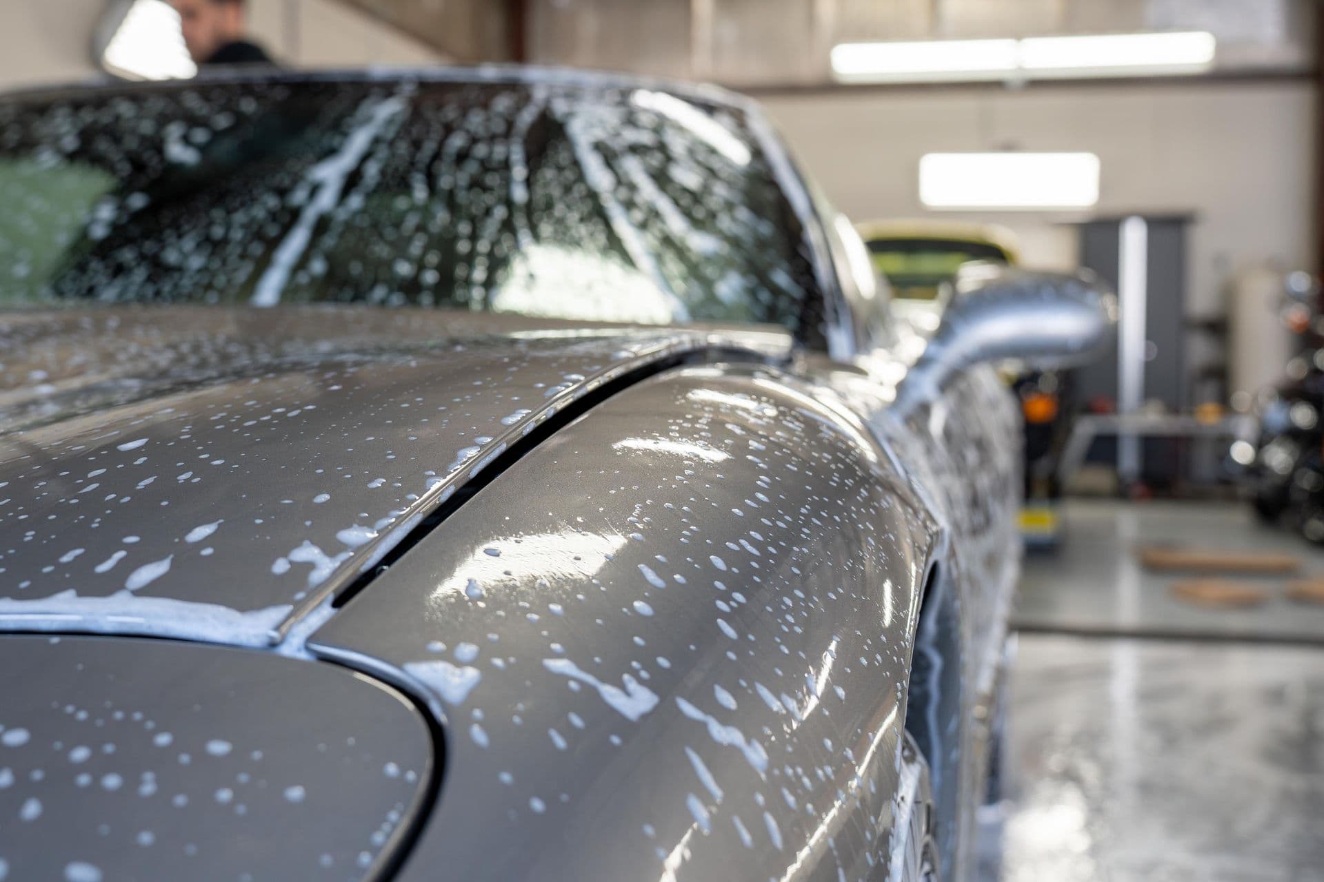 Two-bucket hand wash in progress at Albrecht Auto Spa in Ferndale, Washington