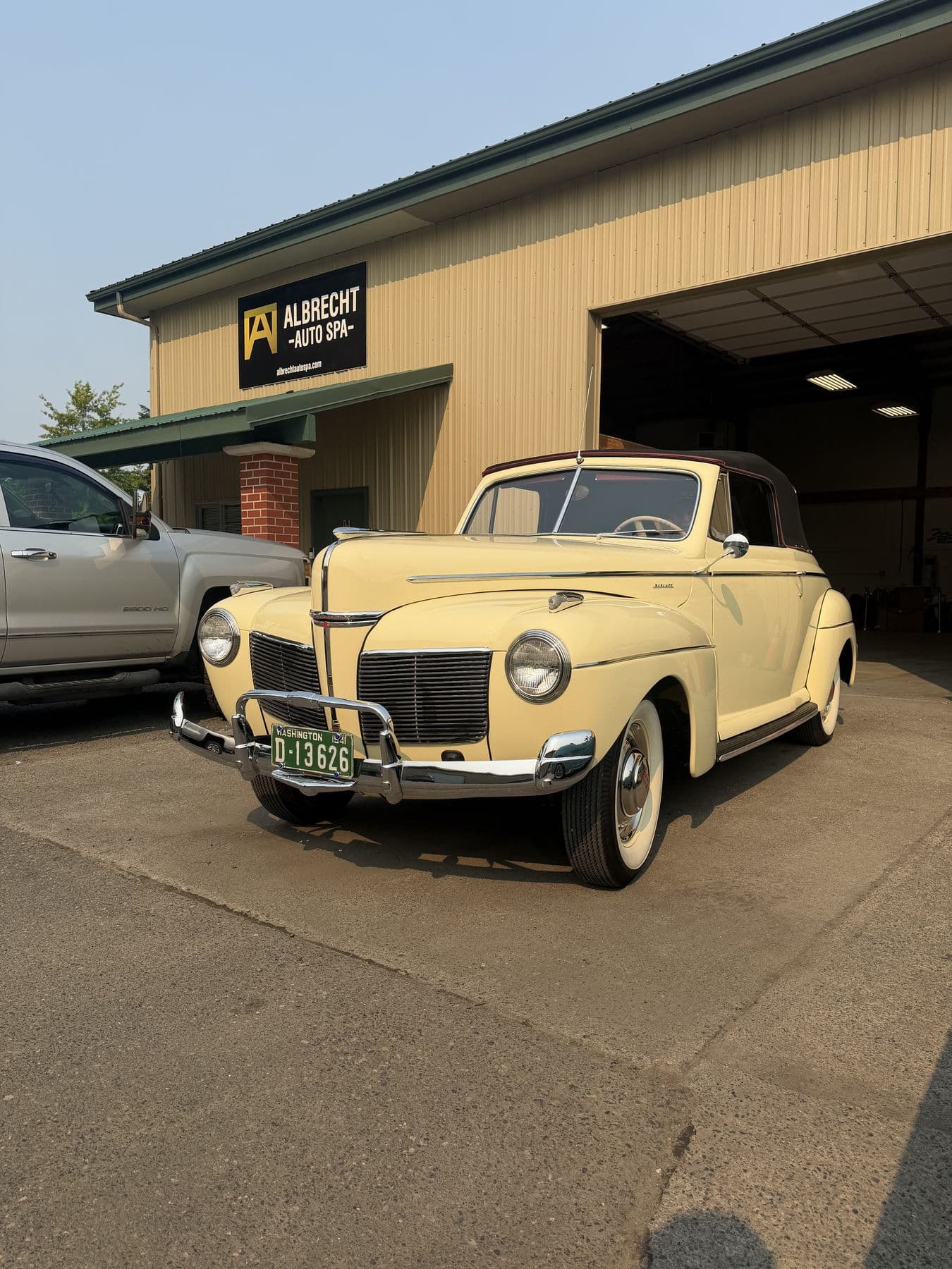 Yellow 1940s Ford convertible detailed and protected at Albrecht Auto Spa in Ferndale, WA