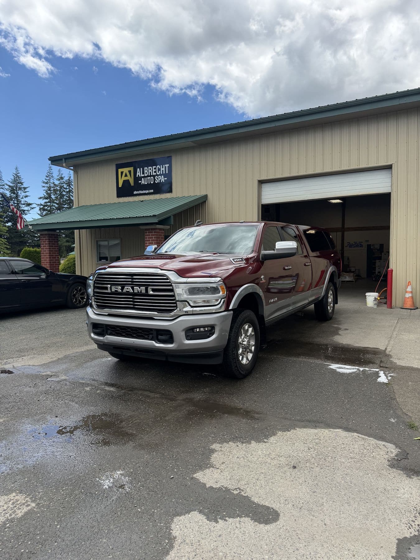 Red Ram 2500 Cummins after a full detail at Albrecht Auto Spa in Ferndale, WA